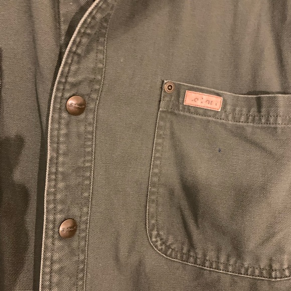 Carhartt  Olive Green Flannel Lined Men's Shirt Jacket Size Large - Picture 3 of 7